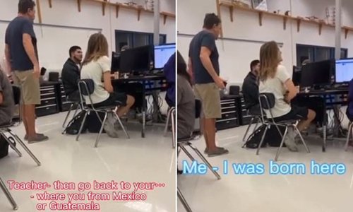 'Why don't you go back to where you came from?' Teacher is removed from high school after offering to fight US-born Hispanic student who wouldn't stand for Pledge of Allegiance at Florida high school