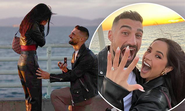 Sebastian Lletget got down on one knee to propose Becky G during sunset by the beach 