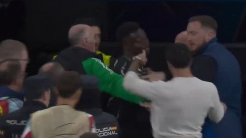 Bukayo Saka confronted by injured Real Madrid star in heated half-time tunnel row with Arsenal forward's neck grabbed before staff stepped in