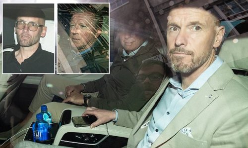 PICTURED: Incoming Manchester United boss Erik ten Hag leaves their London HQ after meetings with assistants Steve McClaren and Mitchell van der Gaag... with big clear-out already on the cards