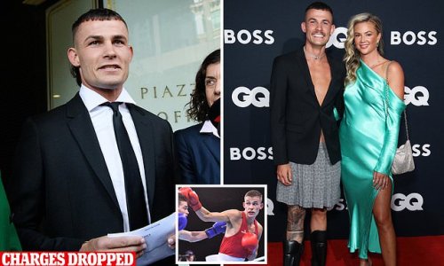 Bombshell twist as domestic violence charges against boxer Harry Garside are dropped after his ex accused him of assault and court heard of video that showed her as the attacker