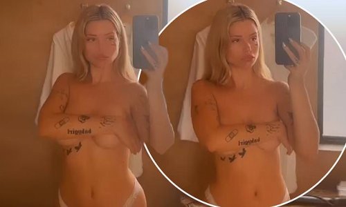 Lottie Moss leaves little to the imagination as OnlyFans model poses topless in a white thong for racy new Instagram video