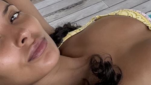 Maya Jama shows off her incredible figure in a pastel bikini in sun-kissed selfie during Thailand getaway