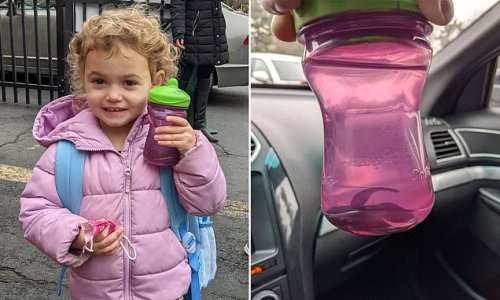 Three-year-old girl brings her pet fish to school in SIPPY CUP