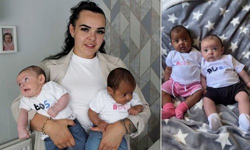 White mother whose partner is half-Jamaican is left shocked after having twins with completely different skin tones - and reveals people question if they are both really her children