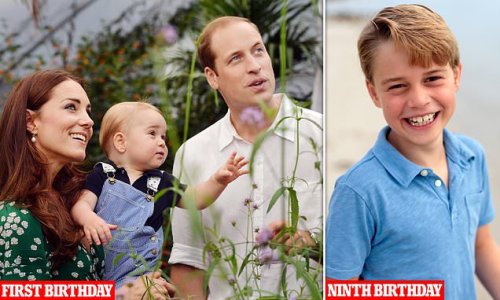 I'm feeling nine! Grinning Prince George poses by the sea in new official portrait taken by the Duchess of Cambridge to mark his ninth birthday today