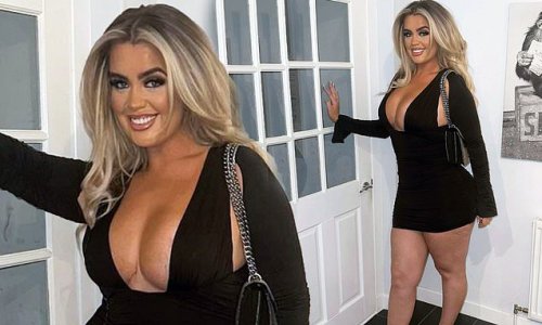 EuroMillions winner Jane Park shows off the results of her new boob job in a plunging black mini dress after undergoing surgery in Turkey