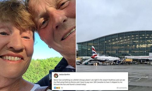 BA passenger who forgot her iPad on plane at Heathrow 'is charged £250 to have it returned to her home in Canada after staff refused to let her collect it over fears of security breach'