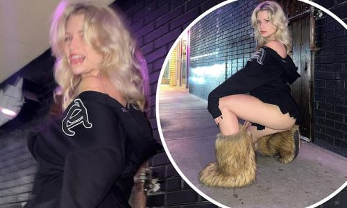 'I got possessed by the devil': Lottie Moss puts on a cheeky display in a black mini skirt in raunchy Instagram snaps