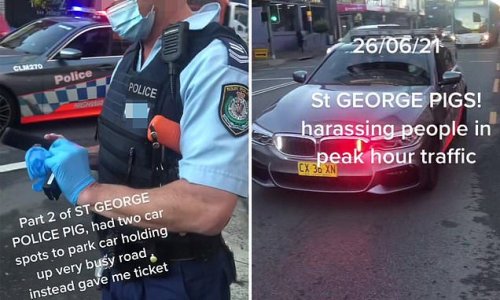 NSW cop slammed for parking in middle of the road during traffic stop