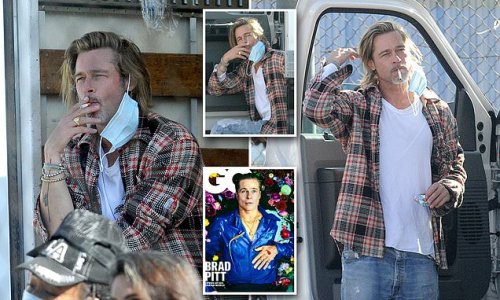 EXCLUSIVE: Holy smokes! Chain-smoking Brad Pitt is seen puffing away while volunteering in LA - months before kicking the habit and embracing abstinent lifestyle