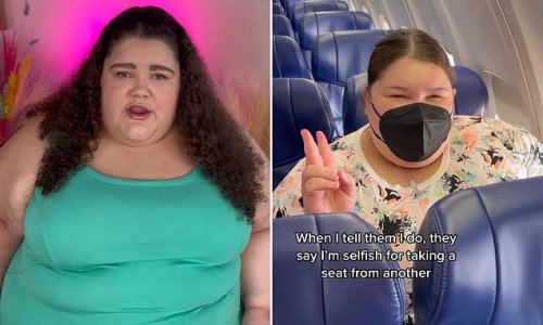 Plus-size travel influencer who demanded other passengers pay for obese flyers' extra seats now calls on hotels to enlarge HALLWAYS to help fat guests