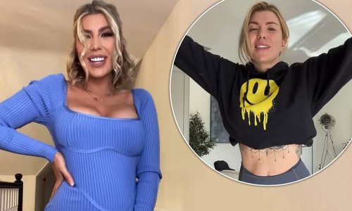 Olivia Bowen showcases her baby bump in blue midi dress for video