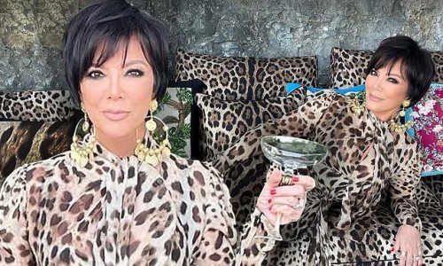 Kris Jenner, mother of the bride! The star models a leopard print dress from Dolce & Gabbana while in Portofino before Kourtney's wedding to Travis Barker