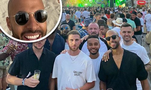 'Enjoying before the big day!': Marvin Humes parties on his 'not a stag' do in Ibiza after wife Rochelle's second hen in Paris... as he hints couple will renew vows for tenth anniversary
