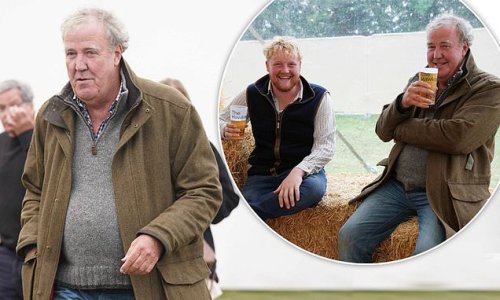 Jeremy Clarkson, 62, enjoys a tipple with his partner Lisa Hogan, 49, and co-star Kaleb Cooper at Hawkstone Brewery after launching his own brand of lagers and ciders