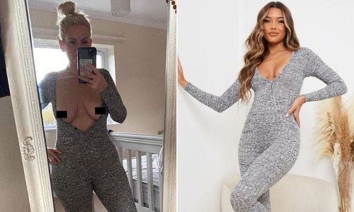 Mum discovers PrettyLittleThing onesie is MUCH tighter than it looks