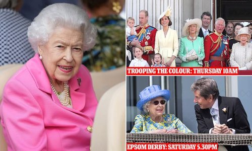 Timings for the Queen's Platinum Jubilee weekend revealed: Where and when the royals will be celebrating the monarch's 70 year reign...from Trooping the Colour to the Epsom Derby