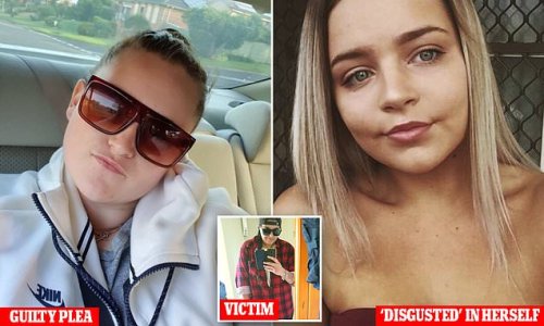 Wannabe girl gangster who stabbed and kidnapped her 'friend' breaks down as she reveals she 'disgusted in herself' and blows a kiss to supporters as she's taken into custody