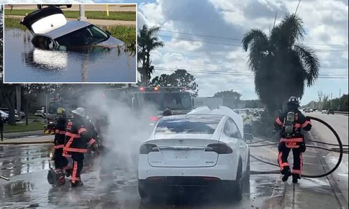 Electric vehicles are exploding in Florida - country's second biggest EV market - because Hurricane Ian's water damage has caused batteries to corrode and catch fire