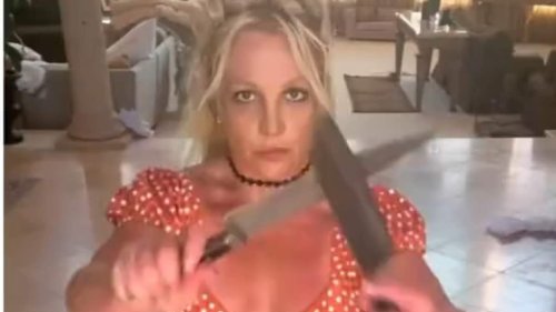 Britney Spears receives welfare check from POLICE after posting bizarre video of her dancing around with huge kitchen knives on Instagram