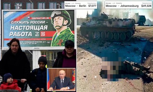 Terrified Russians race to flee the country in bid to dodge Putin's army call-up, with one-way flights selling out and Google searches for 'how to leave' surging