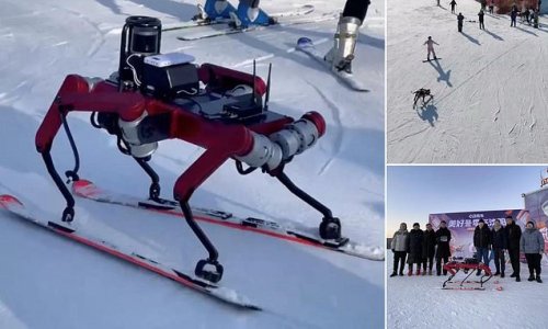 You’re taking the piste! Six-legged robot expertly SKIS down a slope in China in unbelievable footage
