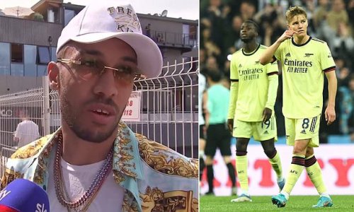 Pierre-Emerick Aubameyang becomes the latest football star to arrive in Monte Carlo for the Formula One Grand Prix... as the Barcelona forward admits he is 'sad' that his former club Arsenal won't be in next year's Champions League