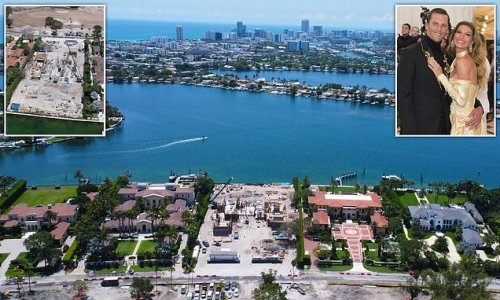 The plot thickens! Tom Brady and Gisele Bundchen's new eco-mansion on $17m parcel of land on Miami's exclusive 'Billionaire's Bunker' begins to take shape