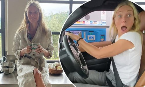 Make-up free Gwyneth Paltrow poses in her dressing gown as she shares snaps from Italian road trip following her 50th birthday