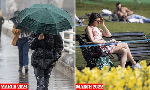 Southerners are facing one of the dullest Marches on record - with London, the southwest and Wales limited to just 90 minutes of sunshine a day so far