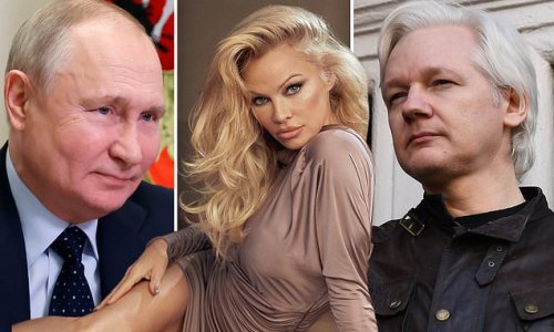 Pamela Anderson details boozy night with ‘frisky’ and ‘fascinating’ Julian Assange in London... and reveals Russian President Vladimir Putin 'got a kick out of her’ on visit to the Kremlin