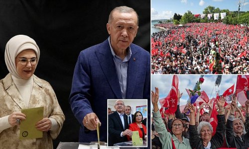 Turkey's Erdogan on course for re-election: Strongman narrowly leads historic runoff with nearly half of the vote counted