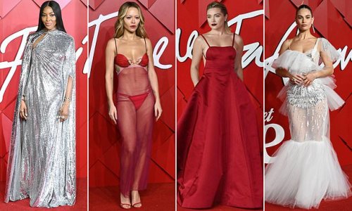 British Fashion Awards 2022: Rita Ora flashes her lingerie in a sheer dress and dons quirky facial prosthetics as she joins Naomi Campbell, Lily James and Florence Pugh on the star-studded red carpet
