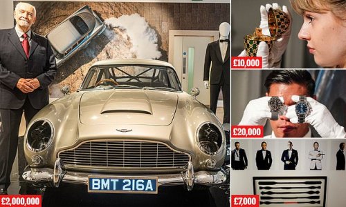James Bond's Aston Martin is expected to fetch up to £2 million as it goes up for auction at Christie's London along with Daniel Craig's suit