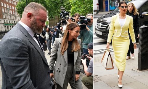 United front! Coleen and Wayne Rooney arrive for day five of £3M Wagatha Christie war with rival WAG Rebekah Vardy... after she admitted to libel trial she DID split with husband over his drink-drive arrest with 'party girl' in 2017