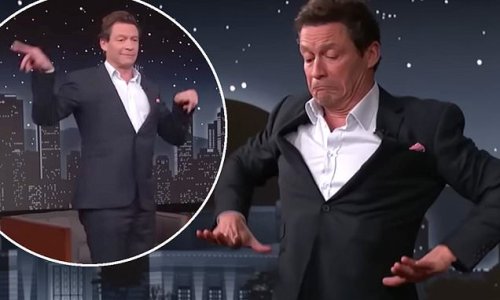 Dominic West recreates Prince Charles iconic breakdance on Jimmy Kimmel as he hits back at criticism from fans that he's 'too handsome' to play him in The Crown