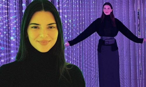 Kendall Jenner frolics around psychedelic Tokyo art museum in snaps caught by BFF Hailey Bieber who brought loved ones to Japan for 26th birthday