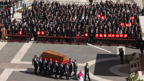 The politics of Pope Francis' funeral seating plan revealed: How Donald Trump DID get in the front row after all - while Prince William and Keir Starmer are relegated further back