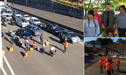 No surrender to the eco-mob in France! Hero drivers and police drag climate change activists off the road as they attempt to block traffic near Paris