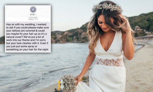 Aussie bridezilla demands her friend cover up her tattoos and dye her blue hair to match her wedding 'theme' in photos - and she's NOT in the bridal party