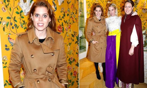 Beaming Beatrice! Princess looks elegant in a trench coat as she enjoys festive night out in London