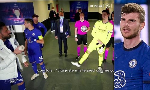 Courtois caught JOKING with Giroud in the tunnel about Werner's miss