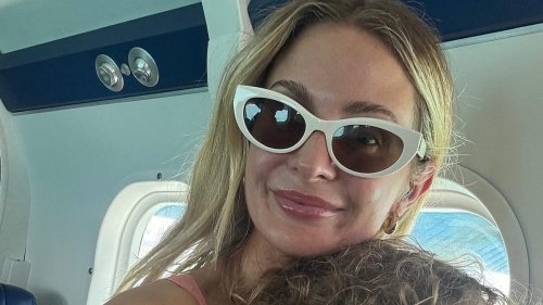 Millie Mackintosh flaunts her jaw-dropping figure in a skimpy blue bikini during 'heavenly' family getaway to the sun-soaked Maldives