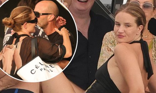 Swimsuit-clad beauty Rosie Huntington-Whiteley puts on a PDA with Jason Statham as the pair enjoy luxury yacht trip with several men who look JUST like her long-term love