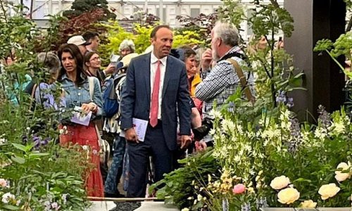 At least someone's come up smelling of roses! Ex-health secretary Matt Hancock visits Chelsea Flower Show with lover Gina Coladangelo - as MPs face grilling over Partygate