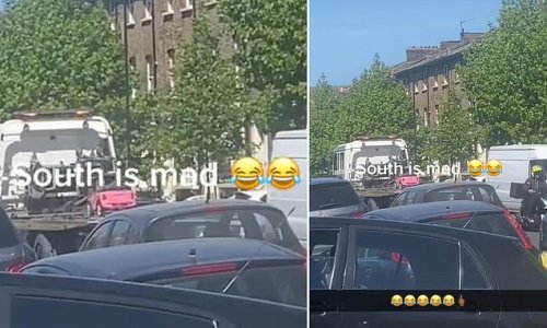 'She probably just went to get an ice lolly!' Hilarious video of a child's pink ride-on car being TOWED in London goes viral