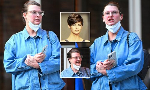 PICTURE EXCLUSIVE: Supermodel Linda Evangelista is seen makeup free on a rare outing after revealing botched plastic surgery had left her 'brutally disfigured' - and just days after her ex-husband was accused of 'raping a dozen models as young as 14'