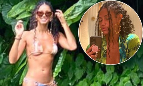 Vick Hope shows off her incredible figure in a TINY bikini in Bali as she supports her fiancé Calvin Harris on tour
