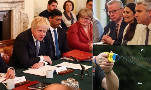 Boris Johnson says it is 'crucial' for Tories to cut crime as Home Secretary Priti Patel plans to allow part-time special constables to be armed with Taser stun guns for the first time